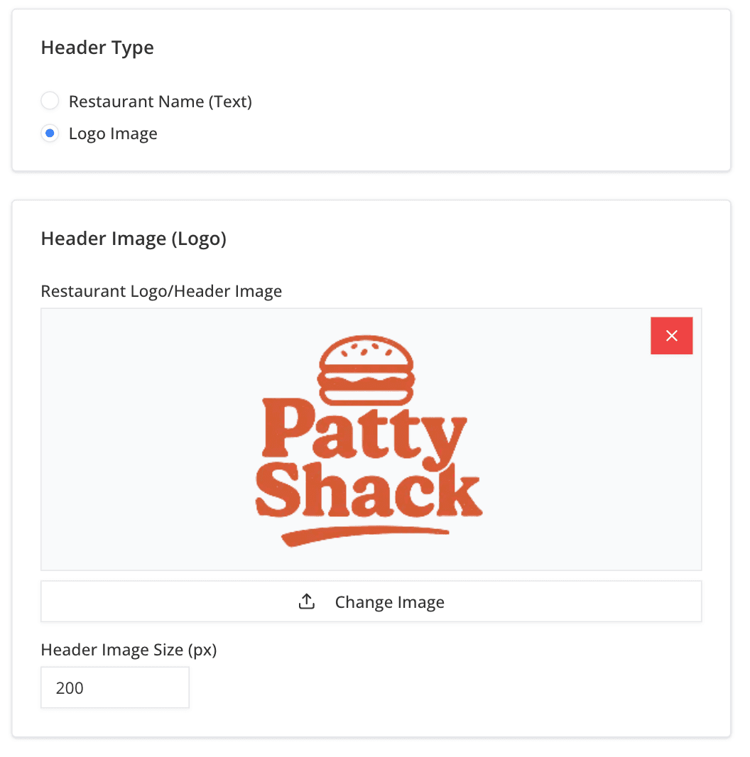 screenshot of branding options
